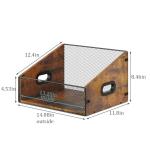 Yuzehuaza Vinyl Record Storage Holder, Trapezoidal LP Vinyl Record Crate with Handle, Wood & Metal Album Storage Desktop Organizer Box for Books Files, Rustic Brown