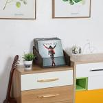 Yuzehuaza Vinyl Record Storage Holder, Trapezoidal LP Vinyl Record Crate with Handle, Wood & Metal Album Storage Desktop Organizer Box for Books Files, Rustic Brown