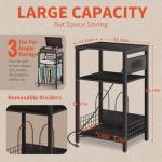 Yoobure Record Player Stand, 3-Tier End Table with Charging Station, Small Side Table for Living Room Bedroom, Nightstand for Vinyl Storage, Tall Beside Tables Turntable Stand for Album CD