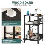 Yoobure Record Player Stand, 3-Tier End Table with Charging Station, Small Side Table for Living Room Bedroom, Nightstand for Vinyl Storage, Tall Beside Tables Turntable Stand for Album CD