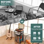 Yoobure Record Player Stand, 3-Tier End Table with Charging Station, Small Side Table for Living Room Bedroom, Nightstand for Vinyl Storage, Tall Beside Tables Turntable Stand for Album CD