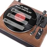 1 by ONE High Fidelity Belt Drive Turntable with Built-in Speakers, Vinyl Record Player with Magnetic Cartridge, Wireless Playback and Aux-in Functionality, Auto Off