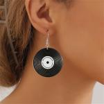 coadipress Vintage Vinyl Records Earrings for Women Retro Black Red Acrylic Long Player DJ Rock Roll 50s 60s 70s Classic Music Circle Record Dangle Drop Earrings Disco Party Jewelry (Black Round)