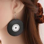 coadipress Vintage Vinyl Records Earrings for Women Retro Black Red Acrylic Long Player DJ Rock Roll 50s 60s 70s Classic Music Circle Record Dangle Drop Earrings Disco Party Jewelry (Black Round)