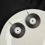 coadipress Vintage Vinyl Records Earrings for Women Retro Black Red Acrylic Long Player DJ Rock Roll 50s 60s 70s Classic Music Circle Record Dangle Drop Earrings Disco Party Jewelry (Black Round)