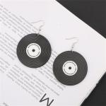coadipress Vintage Vinyl Records Earrings for Women Retro Black Red Acrylic Long Player DJ Rock Roll 50s 60s 70s Classic Music Circle Record Dangle Drop Earrings Disco Party Jewelry (Black Round)