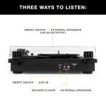 Victrola Montauk Vinyl Record Player, 3-Speed Belt Driven Turntable with Stereo Bluetooth Speaker Pair, RCA Output and 3.5mm Headphone Jack, Removable Dust Cover, Farmhouse Walnut Finish