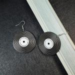 coadipress Vintage Vinyl Records Earrings for Women Retro Black Red Acrylic Long Player DJ Rock Roll 50s 60s 70s Classic Music Circle Record Dangle Drop Earrings Disco Party Jewelry (Black Round)