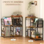 ThreeHio Record Player Stand, Turntable Stand with Vinyl Storage Holds up to 300+ Albums, Storage Cabinet for Vinyl Records, Record Player Table for Living Room