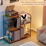 ThreeHio Record Player Stand, Turntable Stand with Vinyl Storage Holds up to 300+ Albums, Storage Cabinet for Vinyl Records, Record Player Table for Living Room