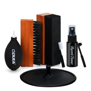 OPULA 7-in-1 Vinyl Record Cleaning Kit Complete - Vinyl Record Cleaner Solution - Velvet Brush - Microfiber Brush - Stylus Brush - Label Protector - Air Blower - Brush for Velvet, Restore LPs Album