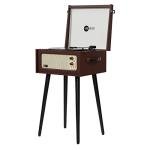 Arkrocket Discovery II 3-Speed Bluetooth Record Player Retro Console Turntable with Built-in Speakers and Removable Legs (Brown)