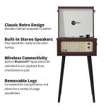 Arkrocket Discovery II 3-Speed Bluetooth Record Player Retro Console Turntable with Built-in Speakers and Removable Legs (Brown)