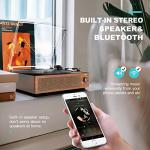 Vinyl Record Player with Speakers Vintage Turntable for Vinyls Records Belt-Driven Turntables 3-Speed Bluetooth Playback Headphone AUX RCA Line LP Vinyls Players for Sound Enjoyment Retro Brown
