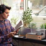 Vinyl Record Player with Speakers Vintage Turntable for Vinyls Records Belt-Driven Turntables 3-Speed Bluetooth Playback Headphone AUX RCA Line LP Vinyls Players for Sound Enjoyment Retro Brown