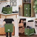 DocSafe Vinyl Record Storage Box with Lock, Fireproof＆Water Resistant Record Organizer for 100+ Single Records(12-inch), Collapsible Storage Crate with Lid&Handles for Valuable Album Collection,Green