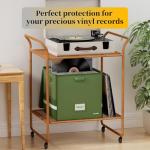 DocSafe Vinyl Record Storage Box with Lock, Fireproof＆Water Resistant Record Organizer for 100+ Single Records(12-inch), Collapsible Storage Crate with Lid&Handles for Valuable Album Collection,Green