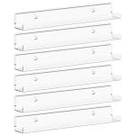 Lifewit Narrow Floating Shelves for Vinyl Record 6 Pack, 12" Clear Wall Shelves for Nail Polish/Book/Picture/Makeup, Acrylic Wall Display Shelf Organizer for Bedroom, Living Room, Bathroom Decor