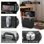 Hododou Vinyl Record Storage Box with Lock Record Organizer Storage for 30+ Single Records 12-inch Water Resistant Collapsible Storage Crate with Lid Handle Mesh Pouch for Valuable Album Collection