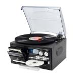 Vintage 9-in-1 Record Player Turntable with Bluetooth, AM/FM Radio, CD & Cassette Player, USB/SD Playback, Remote Control, Aux & RCA Inputs, Headphone Jack – Classic Audio System for Music Lovers