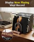 HULISEN Expandable Vinyl Record Storage, 30-70 LPs Adjustable Now Playing Record Holder for Albums, Wood Now Spinning Vinyl Record Stand Display Rack Organizer, Gift Package, Effortless Assembly
