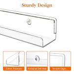 Lifewit Narrow Floating Shelves for Vinyl Record 6 Pack, 12" Clear Wall Shelves for Nail Polish/Book/Picture/Makeup, Acrylic Wall Display Shelf Organizer for Bedroom, Living Room, Bathroom Decor