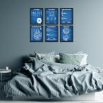 BigWig Prints Star Wars Blueprints - Star Wars Poster, Starwars Wall Decor, Starwars Posters for Walls, Deathstar, Millennium Falcon, X Wing, Tie Fighter, AT-AT Gifts - Unframed Set of 6 (8x10)