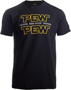 Pew Pew Wars - Funny Sci-fi Space Star Noises Science for Geek Men Women T-Shirt-(Adult,L)
