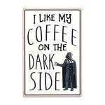 Open Road Brands Disney Star Wars Darth Vader I Like My Coffee On the Dark Side Wood Wall Decor - Funny Coffee Sign for Kitchen or Office