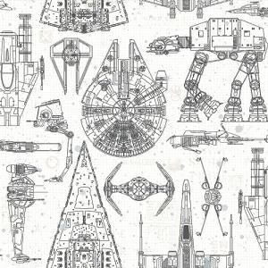 Star Wars Blueprint Blue Peel & Stick Wallpaper by RoomMates, RMK11036WP