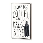 Open Road Brands Disney Star Wars Darth Vader I Like My Coffee On the Dark Side Wood Wall Decor - Funny Coffee Sign for Kitchen or Office