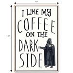Open Road Brands Disney Star Wars Darth Vader I Like My Coffee On the Dark Side Wood Wall Decor - Funny Coffee Sign for Kitchen or Office