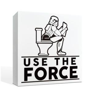 QTGTIR Bathroom Decor Sign - Use the Force, Box Sign Tabletop Decor, Funny Toilet Humour, Wood Sign, White Box Rustic Farmhouse Decor for Home Office