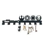 Xyverart Galactic-Inspired Iron Wall Hooks – 8-Key Holder with Lightsaber Silhouette Design | Matte Black Sci-Fi Wall Decor for Home, Bathroom & Gifts