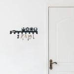 Xyverart Galactic-Inspired Iron Wall Hooks – 8-Key Holder with Lightsaber Silhouette Design | Matte Black Sci-Fi Wall Decor for Home, Bathroom & Gifts