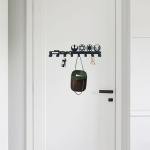 Xyverart Galactic-Inspired Iron Wall Hooks – 8-Key Holder with Lightsaber Silhouette Design | Matte Black Sci-Fi Wall Decor for Home, Bathroom & Gifts