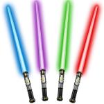 Cawiew 4 Pack Light up Sword Saber with FX Sound (on-Off Control) and Full Retractable Handle, 4 Colors LED Glow in The Dark Toy for Kids Adult