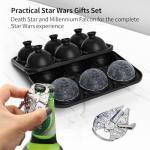 NICITY Death Star Ice Cube Mold with Millennium Falcon Bottle Opener,6-Cavity 3D Star War Ice Cube Tray for Whiskey, Cocktails, Bourbon.Funny Whiskey Gifts for Men