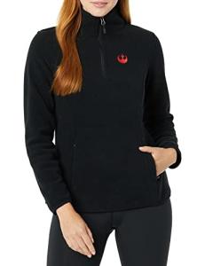 Amazon Essentials Disney | Marvel | Star Wars | Princess Women's Polar Fleece Quarter-Zip Mock Jackets, Star Wars Rebel Logo, Medium