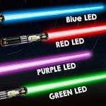 Cawiew 4 Pack Light up Sword Saber with FX Sound (on-Off Control) and Full Retractable Handle, 4 Colors LED Glow in The Dark Toy for Kids Adult