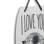 Star Wars I Love You To The Death Star and Back Hanging Metal Sign - Fun Star Wars Gift for Spouse, Friend or Child