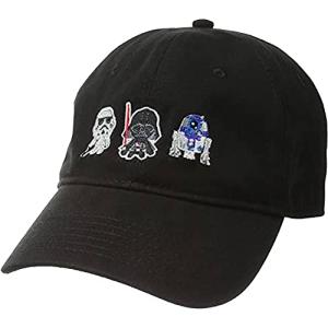 STAR WARS Dad Hat, Darth Vader, R2-D2 and Stormtrooper Cotton Adult Baseball Cap with Curved Brim, Black, One Size