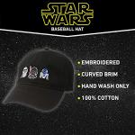 STAR WARS Dad Hat, Darth Vader, R2-D2 and Stormtrooper Cotton Adult Baseball Cap with Curved Brim, Black, One Size