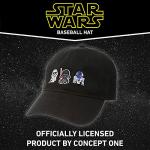 STAR WARS Dad Hat, Darth Vader, R2-D2 and Stormtrooper Cotton Adult Baseball Cap with Curved Brim, Black, One Size