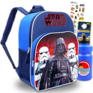 Star Wars Backpack for Boys - Star Wars School Backpack Bundle with Darth Vader 16" Backpack, Water Bottle, Stickers, More | Darth Vader School Set