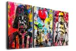 Star Wars Poster - Banksy Graffiti Wall Art, Star Wars Decor and Room Wall Art, Banksy Canvas Wall Art, Star Wars Home Decor, Darth Vader Yoda Stormtrooper Prints, Set of 3 Ready to Hang (12''x16'')