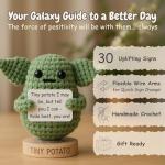 Handmade Baby Yoda Positive Crochet with 30 Fun Affirmations | Star Wars Gifts | Funny Friendship Gift for Women Men | Small Birthday Gifts for Women | Starwars Present Idea for Friends, BFF, Coworker