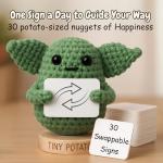 Handmade Baby Yoda Positive Crochet with 30 Fun Affirmations | Star Wars Gifts | Funny Friendship Gift for Women Men | Small Birthday Gifts for Women | Starwars Present Idea for Friends, BFF, Coworker