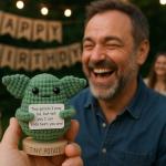 Handmade Baby Yoda Positive Crochet with 30 Fun Affirmations | Star Wars Gifts | Funny Friendship Gift for Women Men | Small Birthday Gifts for Women | Starwars Present Idea for Friends, BFF, Coworker