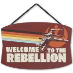 Disney Star Wars Welcome to the Rebellion X-Wing Hanging Wood Wall Decor - Retro Star Wars Sign for Man Cave or Movie Room